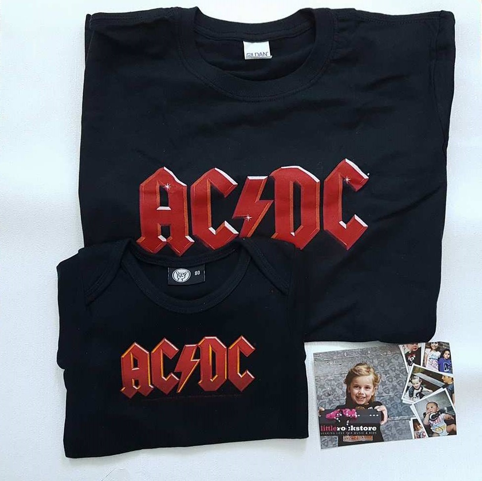 AC/DC band t-shirts for baby and mummy or daddy, from Little Rock Store