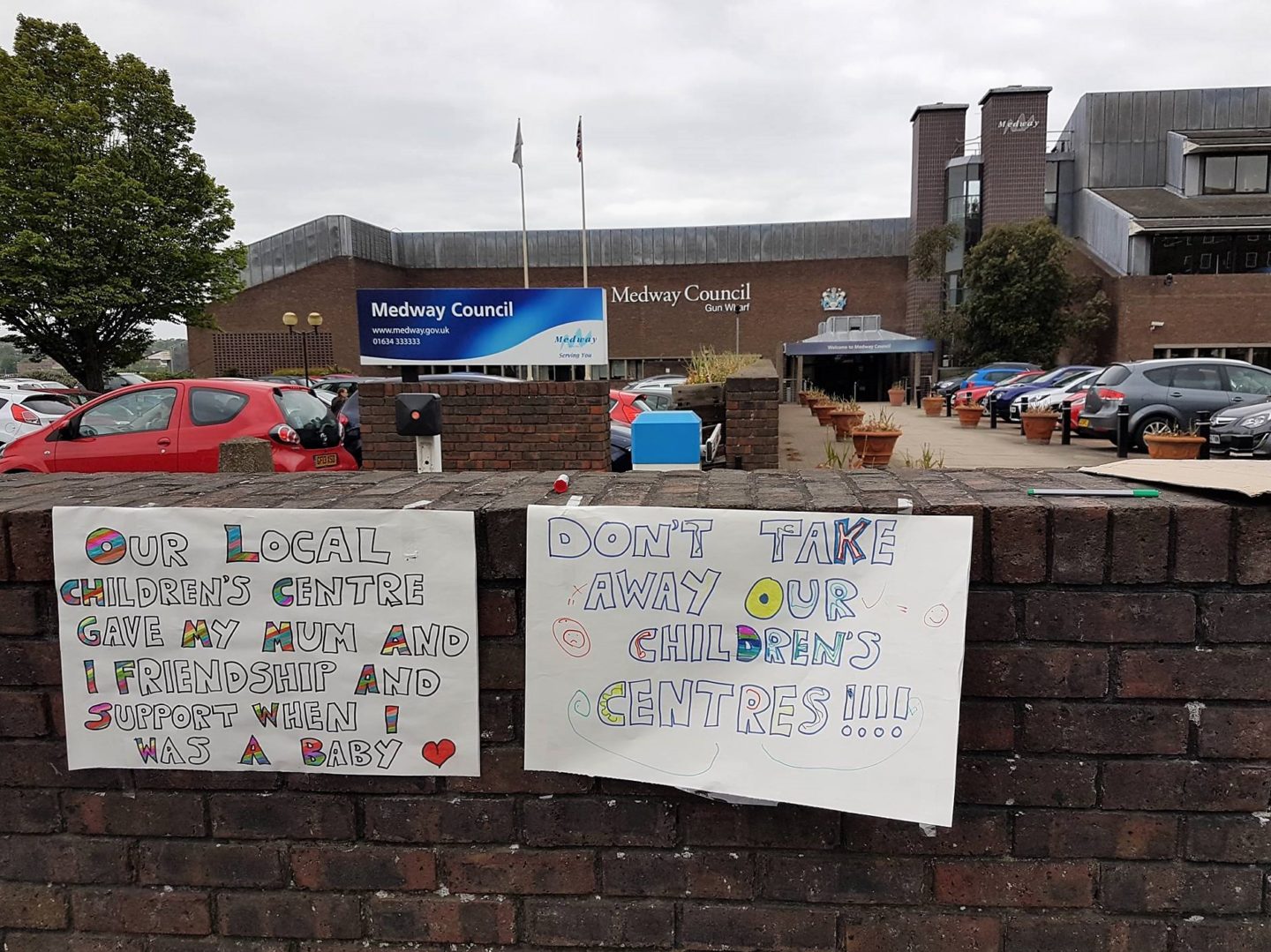 Medway Council, Gun Wharf - protest against closure of Sure Start Children's Centres
