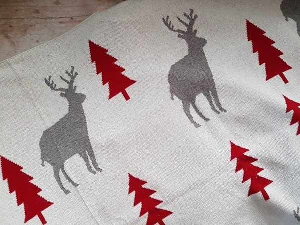 Knitted reindeer throw