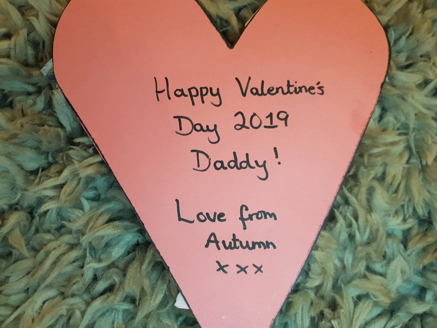 Message on back of toddler Valentine's Day craft