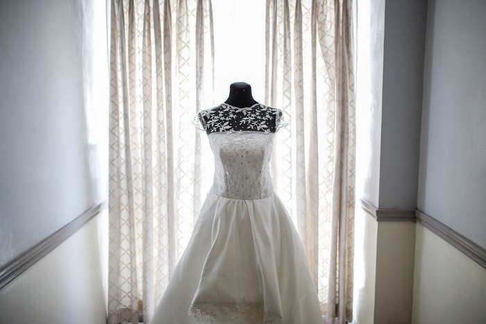 wedding dress on mannequin