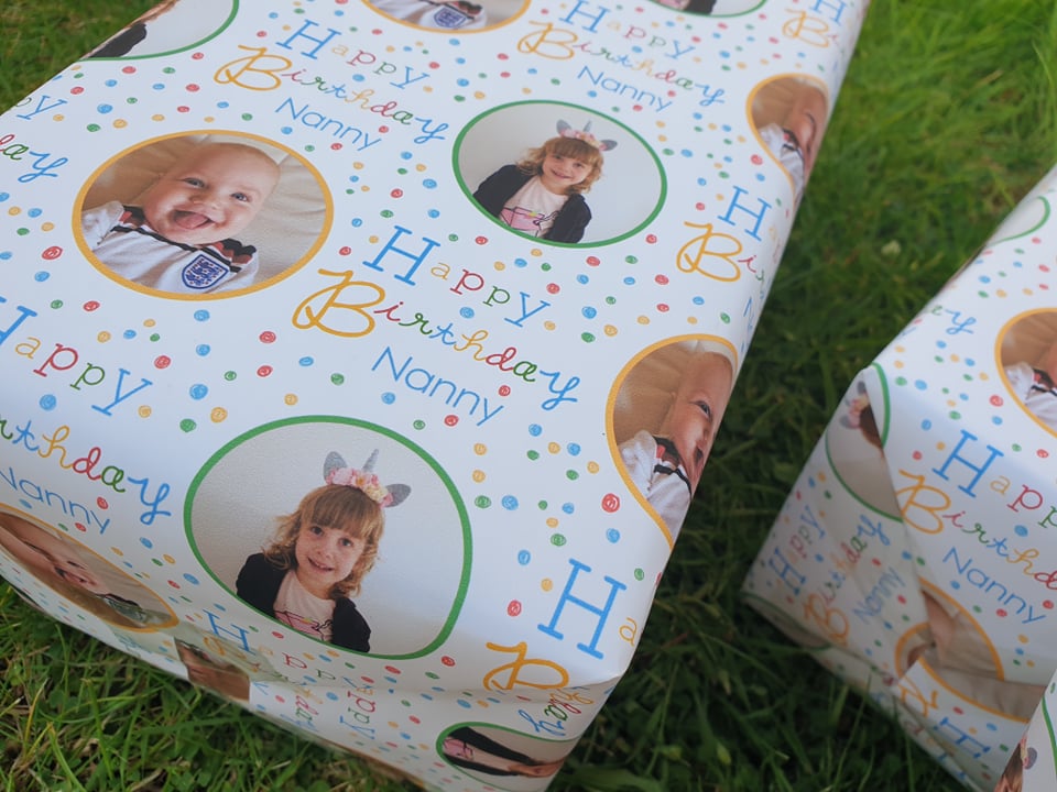 Printster face print personalised birthday wrapping paper