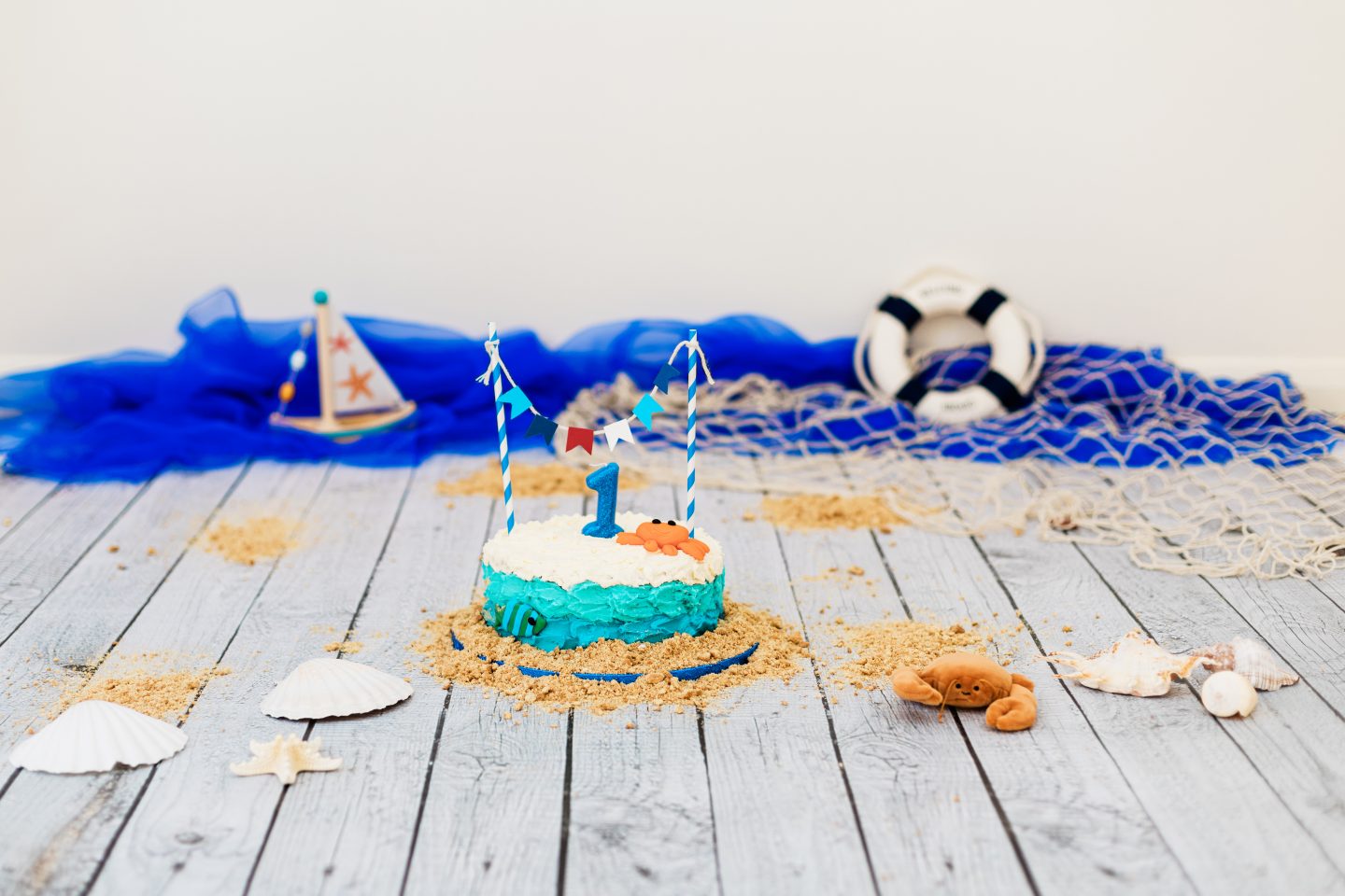 1st birthday seaside cake smash photoshoot